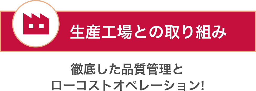 生産工場との取り組み 徹底した品質管理とローコストオペレーション!