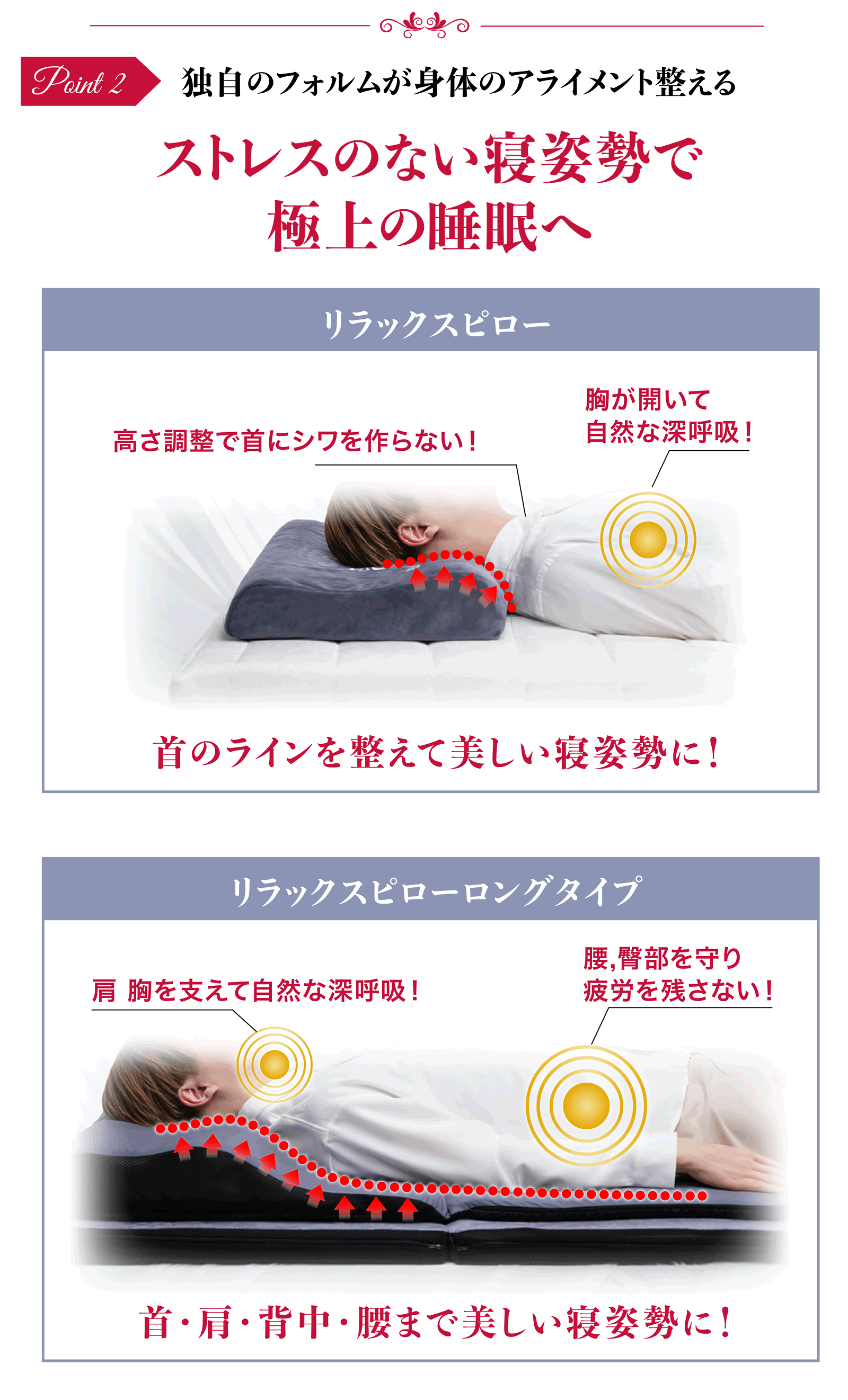 独自の美睡眠フォルムが身体のアライメント整える ストレスのない寝姿勢で極上の睡眠へ